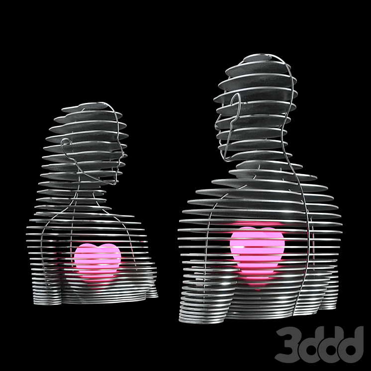 Параметрические фигуры Любящие сердца - Скульптуры - 3D модель