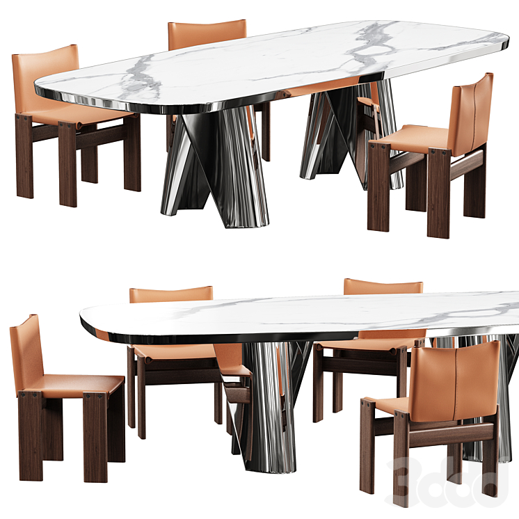 Molteni&C Lise Table and Chair - Стол + стул - 3D модель