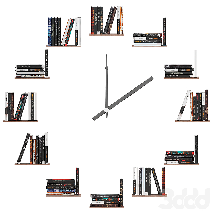 Clock bookshelf - Стеллаж - 3D модель