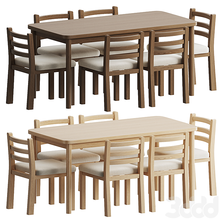 Ikea Dining Table set - Стол + стул - 3D модель