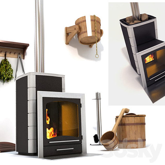 Bath furnace-fireplace & accessories 3DSMax File - thumbnail 1