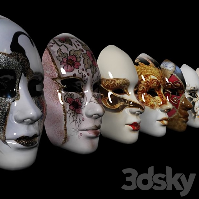 Set Venetian masks 3DSMax File - thumbnail 1