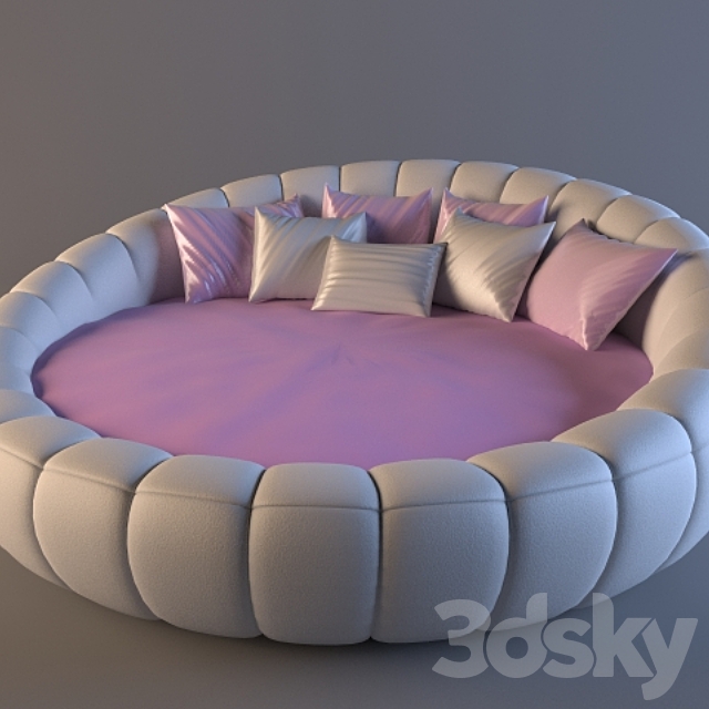 Round bed F3682 3DSMax File - thumbnail 1