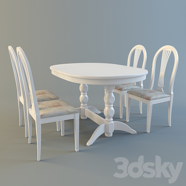 Table with chairs 3DSMax File - thumbnail 1