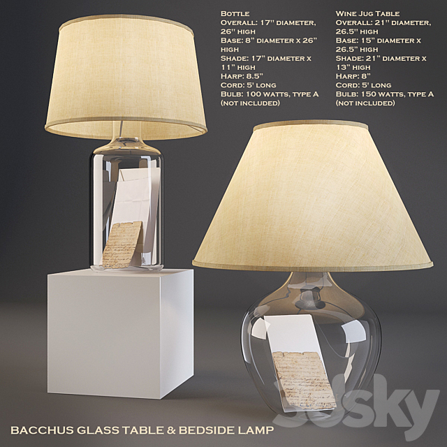 Bacchus Glass Table & Bedside Lamp 3DSMax File - thumbnail 1