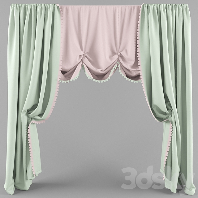curtains with Ruffles 3DSMax File - thumbnail 1