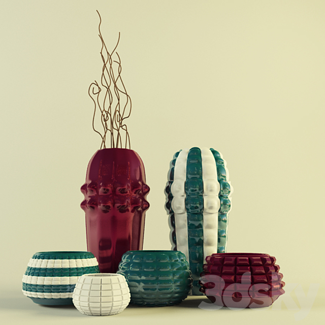 Set of decorative vases 3DSMax File - thumbnail 1