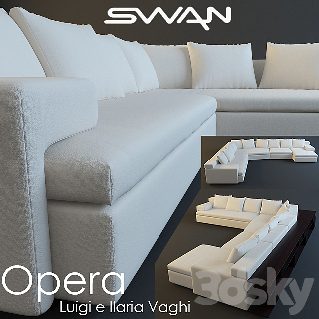 SWAN Opera  sofa with shelf 3DSMax File - thumbnail 1