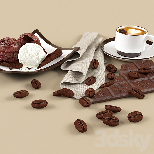Ice cream. coffee. chocolate 3DSMax File - thumbnail 1