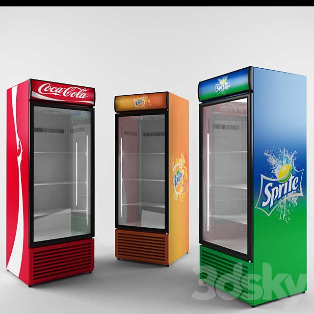 Refrigerators for drinks Coca-Cola. Fanta. Sprite 3DSMax File - thumbnail 1