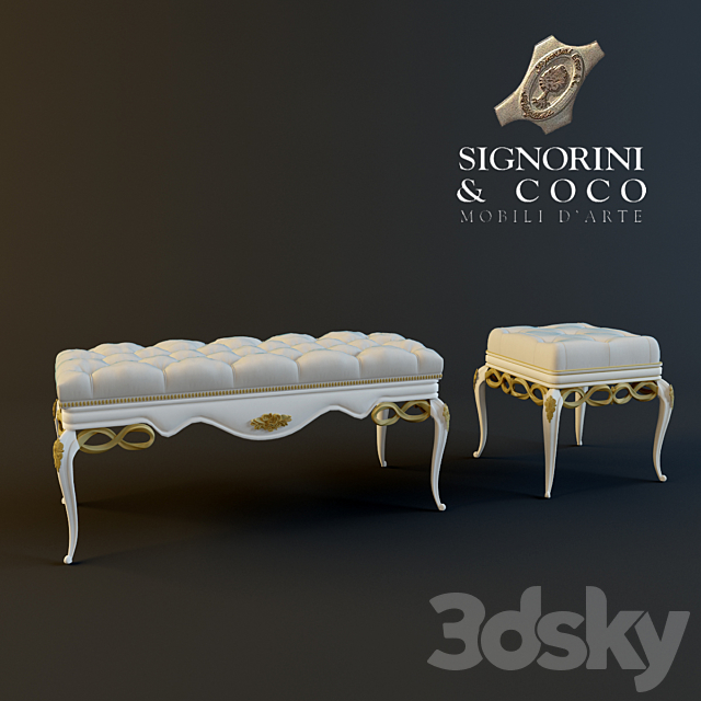 Bench and poof Signorini & coco. Forever 3DSMax File - thumbnail 1