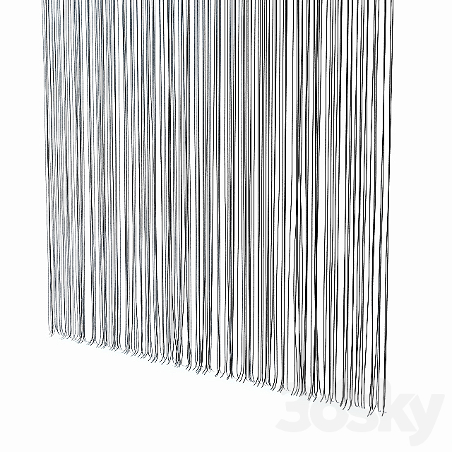 Curtains of threads. Muslin. 3d