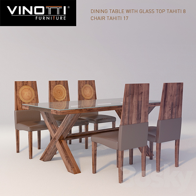 Dining table and chairs Vinotti “Tahiti” 3DSMax File - thumbnail 1
