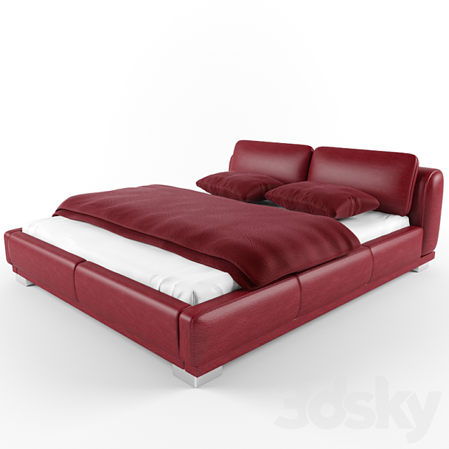 Red Leather Bed 3DSMax File - thumbnail 1