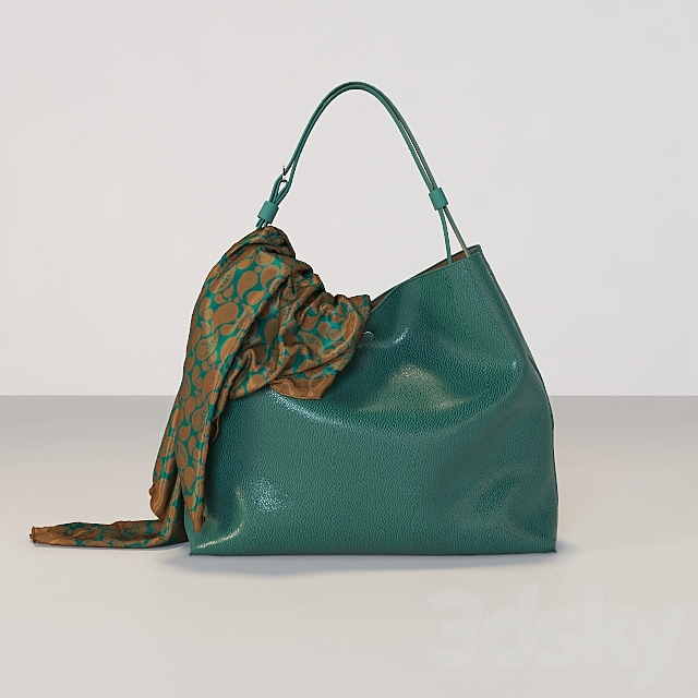 Bag with a scarf and gloves. 3d