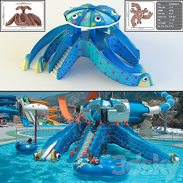 Children waterslide: Octopus Slide. 3DSMax File - thumbnail 1