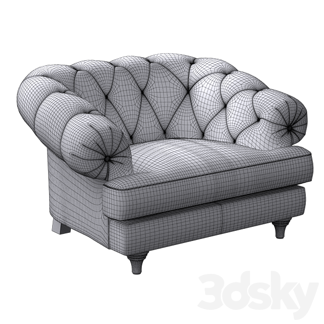 Classic armchair 3DS Max Model - thumbnail 2