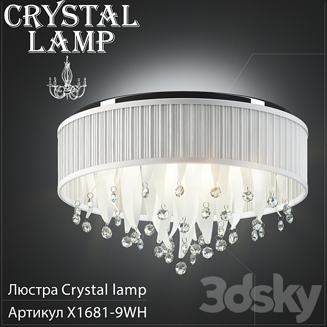 Chandelier Crystal Lamp X1681-9WH 3DSMax File - thumbnail 1
