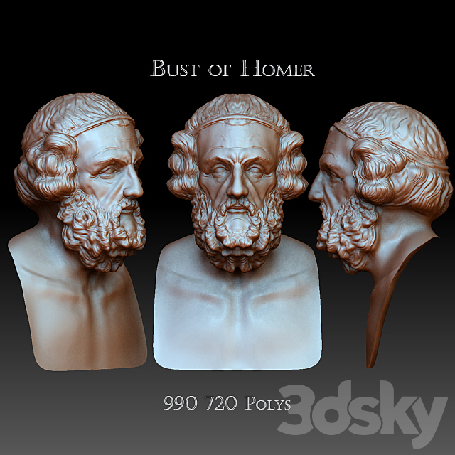 Bust of Homer 3DSMax File - thumbnail 2