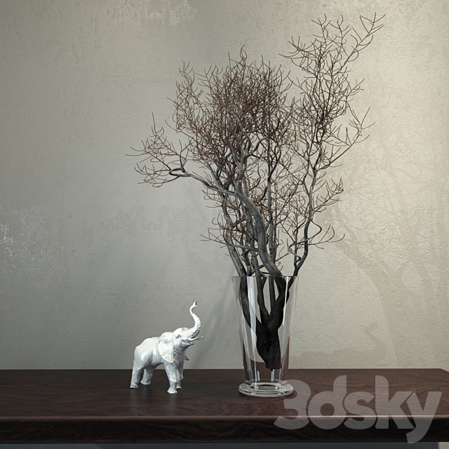 Elephant and vase with branch 3DSMax File - thumbnail 1