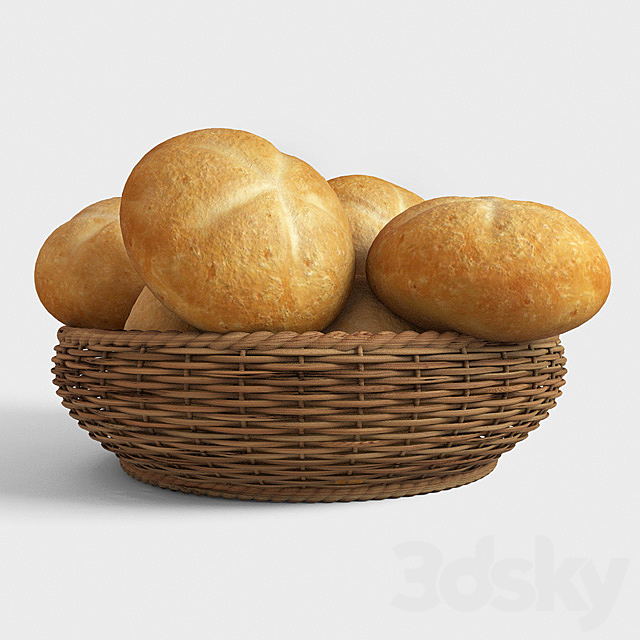 Basket with buns 3DSMax File - thumbnail 3