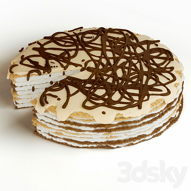 cake with cream waffle 3DSMax File - thumbnail 1