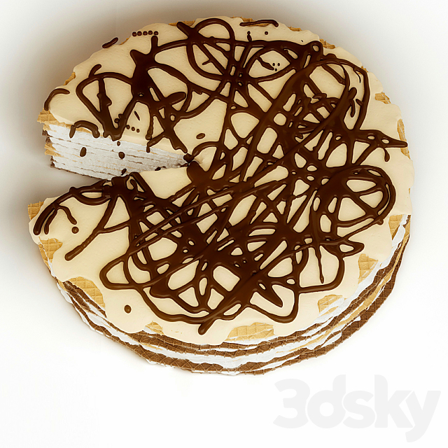 cake with cream waffle 3DSMax File - thumbnail 2