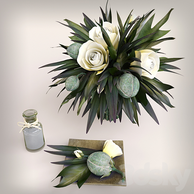 Decorative set with a bouquet 3d