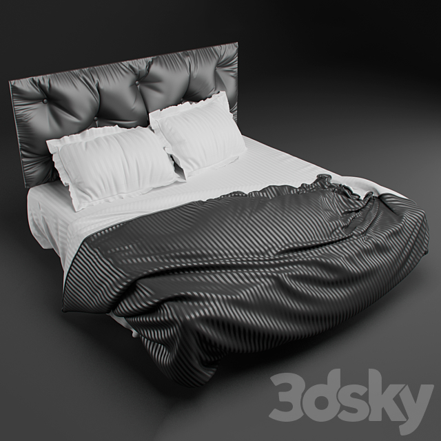 Bed with headboard 3DSMax File - thumbnail 1