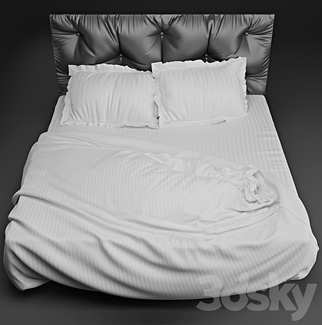 Bed with headboard 3DSMax File - thumbnail 2