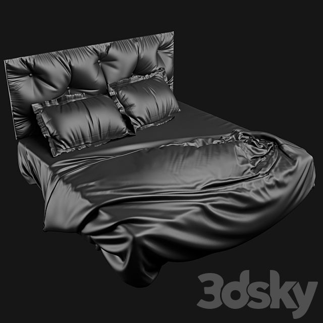 Bed with headboard 3DSMax File - thumbnail 3