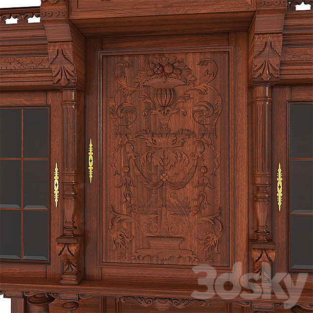 Antique French Buffet 1900 3DSMax File - thumbnail 2
