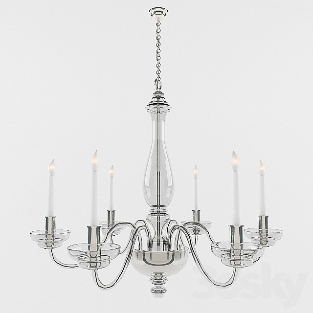 Visual Comfort EF Chapman King George 6 Light Chandelier in Crystal with Polished Silver CHC1142CG 3DSMax File - thumbnail 1