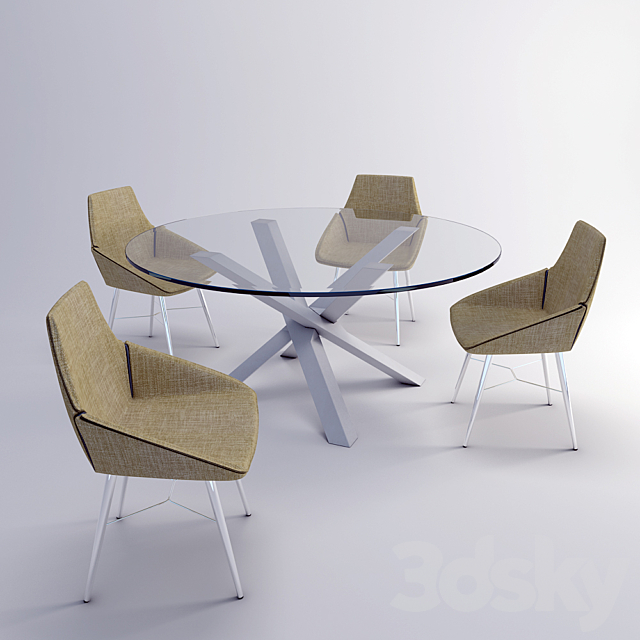 Acerbis table + chairs 3DSMax File - thumbnail 1