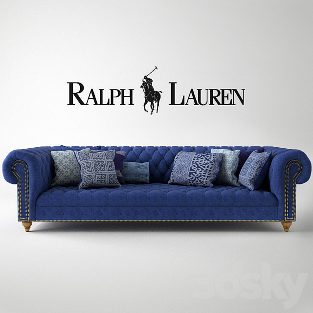 Ralph Lauren Home Indigo chesterfield sofa 3DSMax File - thumbnail 1
