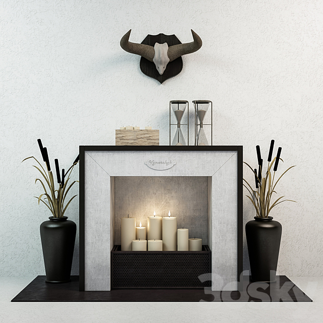 Decorative set with fireplace 3DSMax File - thumbnail 1
