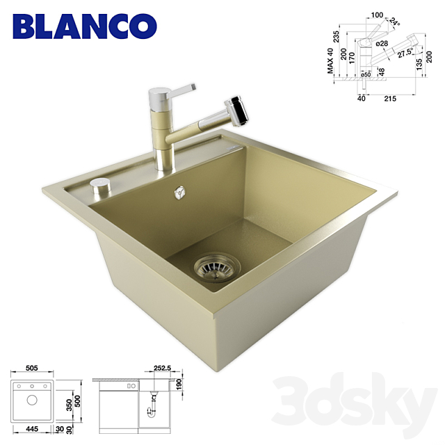 BLANCO DALAGO 5-F and mixer BLANCO TIVO-S 3DSMax File - thumbnail 1