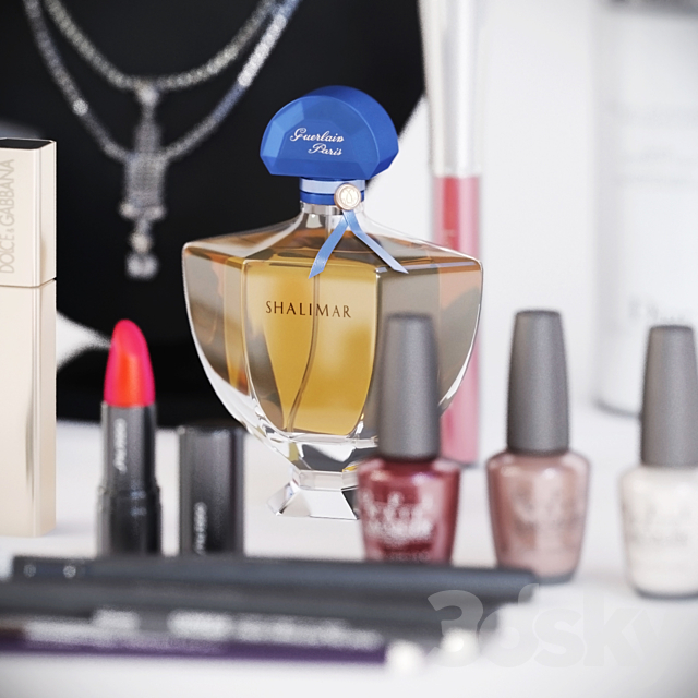 Set of cosmetics and toiletries 3d