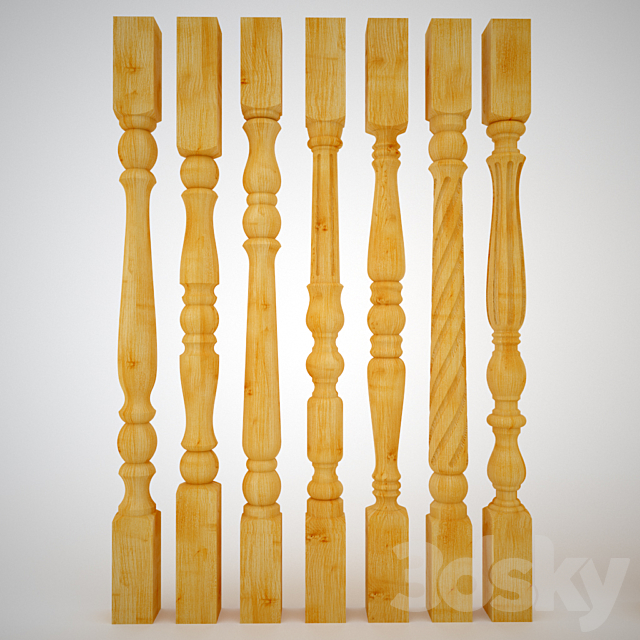 A collection of columns and balusters 3d