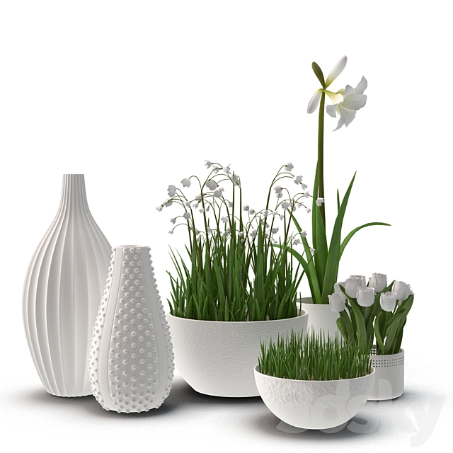 floral arrangement with vases 3DSMax File - thumbnail 1
