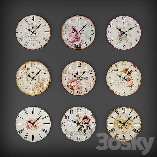 Collection of wall clocks 3DSMax File - thumbnail 1