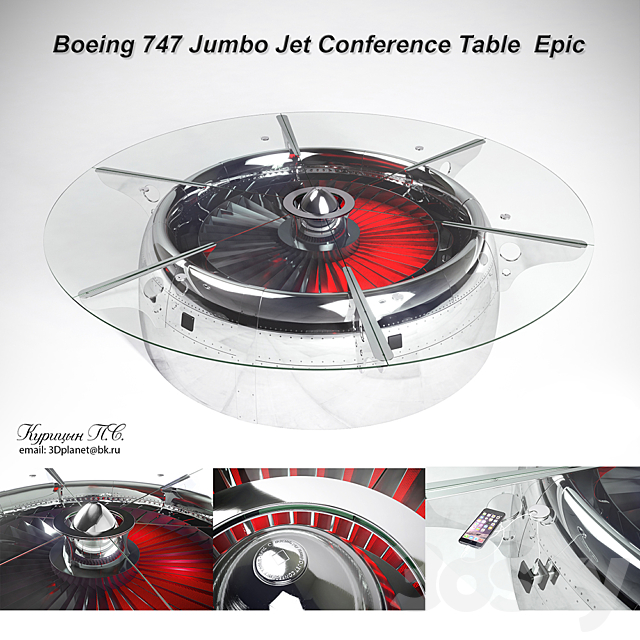 Boeing 747 Jumbo Jet Conference Table Epic 3DSMax File - thumbnail 1