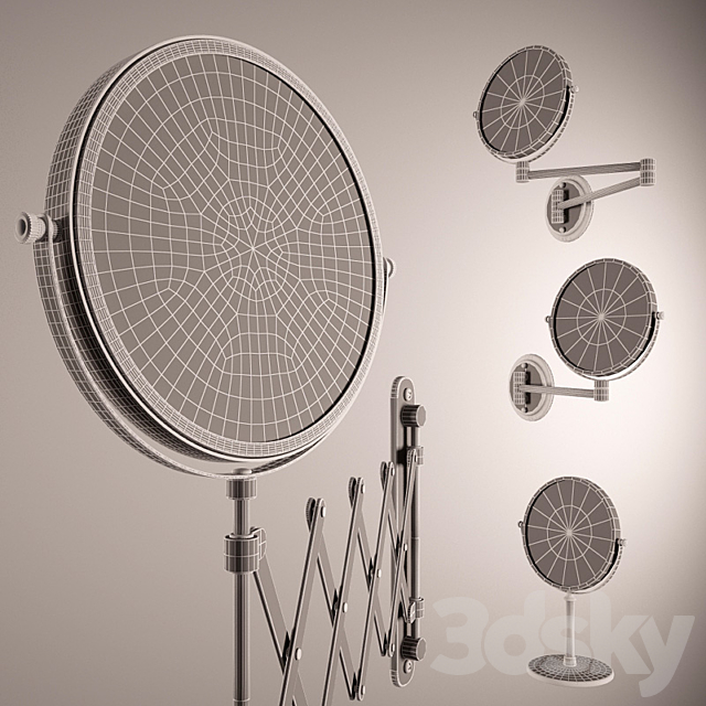 Magnifying mirror with water drops 3d