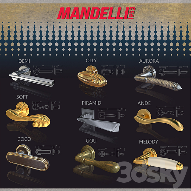 Door handles Mandelli 3DSMax File - thumbnail 1
