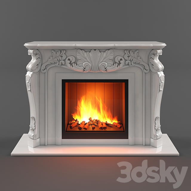 Marble fireplace carved classic Free Download