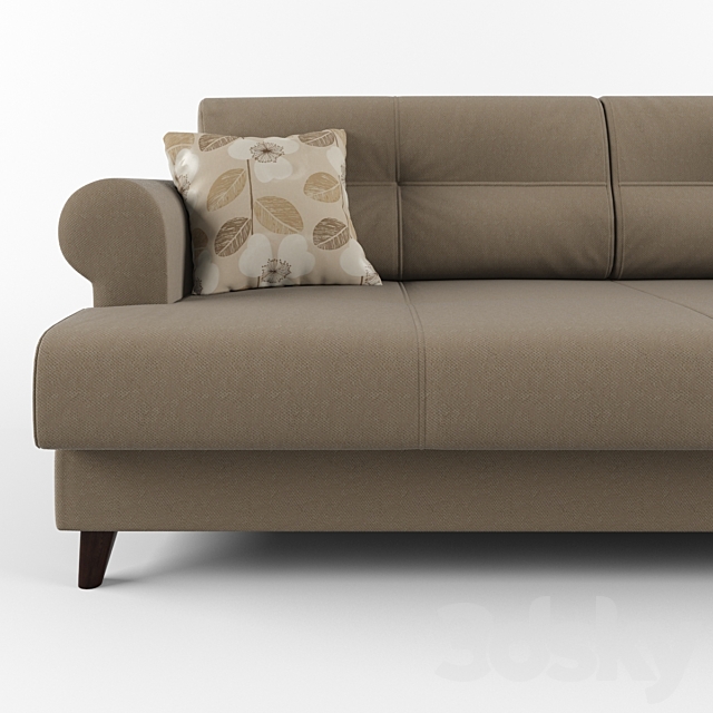 Sofa with cushions and armrests round 3DSMax File - thumbnail 2