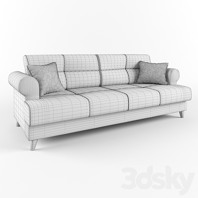 Sofa with cushions and armrests round 3DSMax File - thumbnail 3