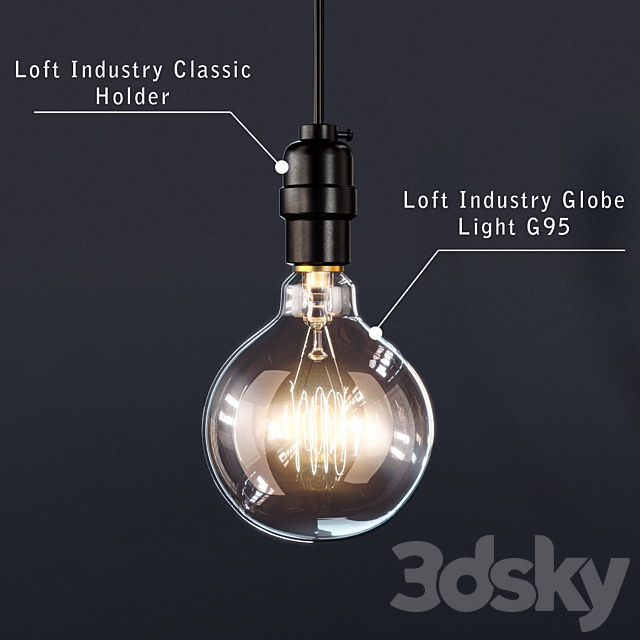 Retro lamp – Loft Industry 3DSMax File - thumbnail 1