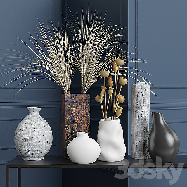 Vases and dried flowers 3DSMax File - thumbnail 1