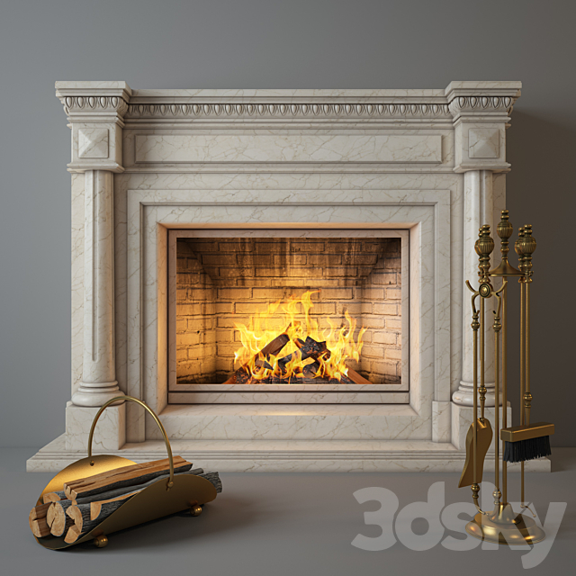 Fireplace Charlotte with accessories. 3DSMax File - thumbnail 1